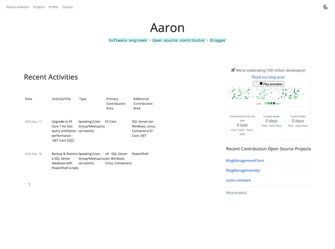 screenshot of Aaronamm.github.io