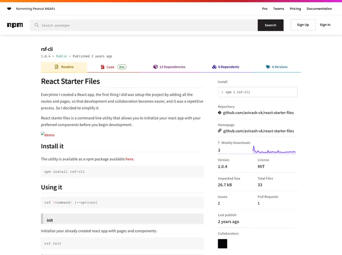 screenshot of React Starter Files