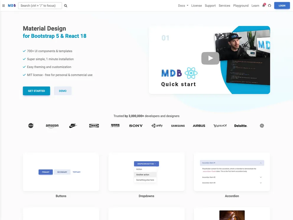 MDB 5 React plugins - Bootstrap 5 & Material Design 2.0