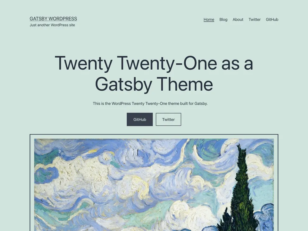 screenshot of Gatsby Theme Twentytwentyone