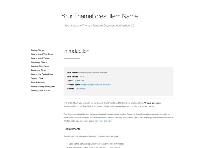 documentation-html-template