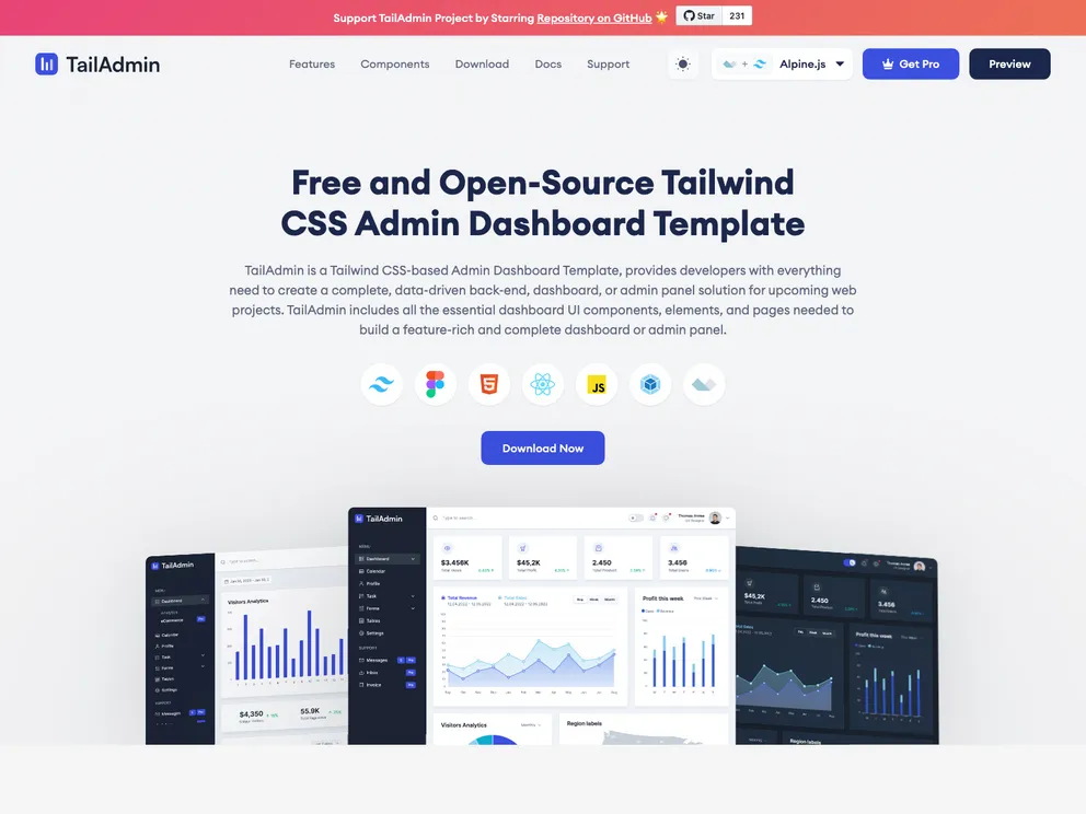 Free React Tailwind Admin Dashboard