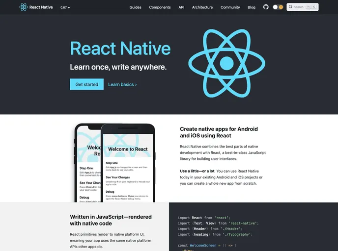 React Native Landing Page Clone